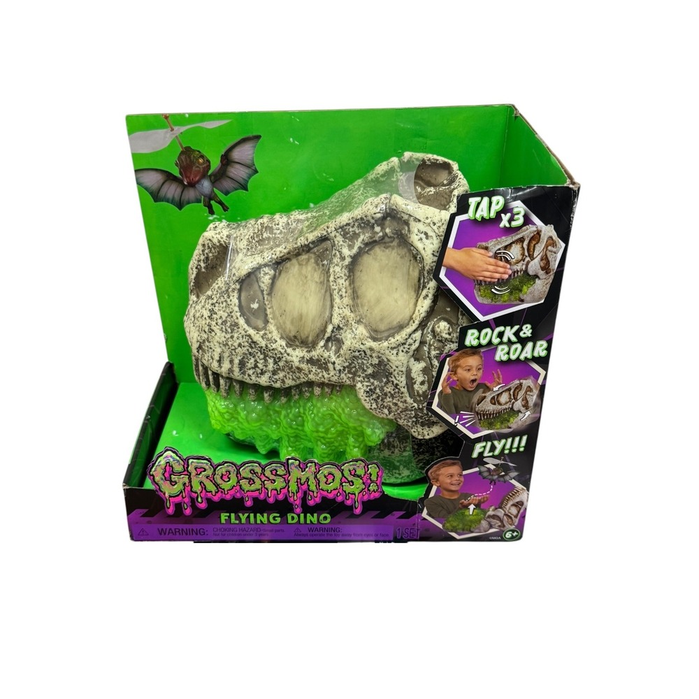 Grossmos Flying Dino Interactive Dinosaur Skull Toy with Rechargeable Flyer